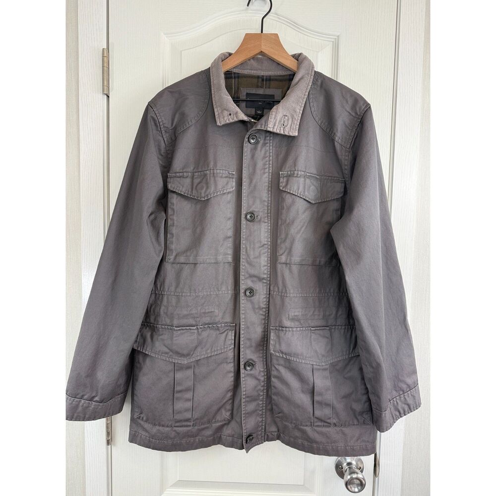 Banana Republic Gray Flannel Lined Field Military Utility Safari Jacket Men's L